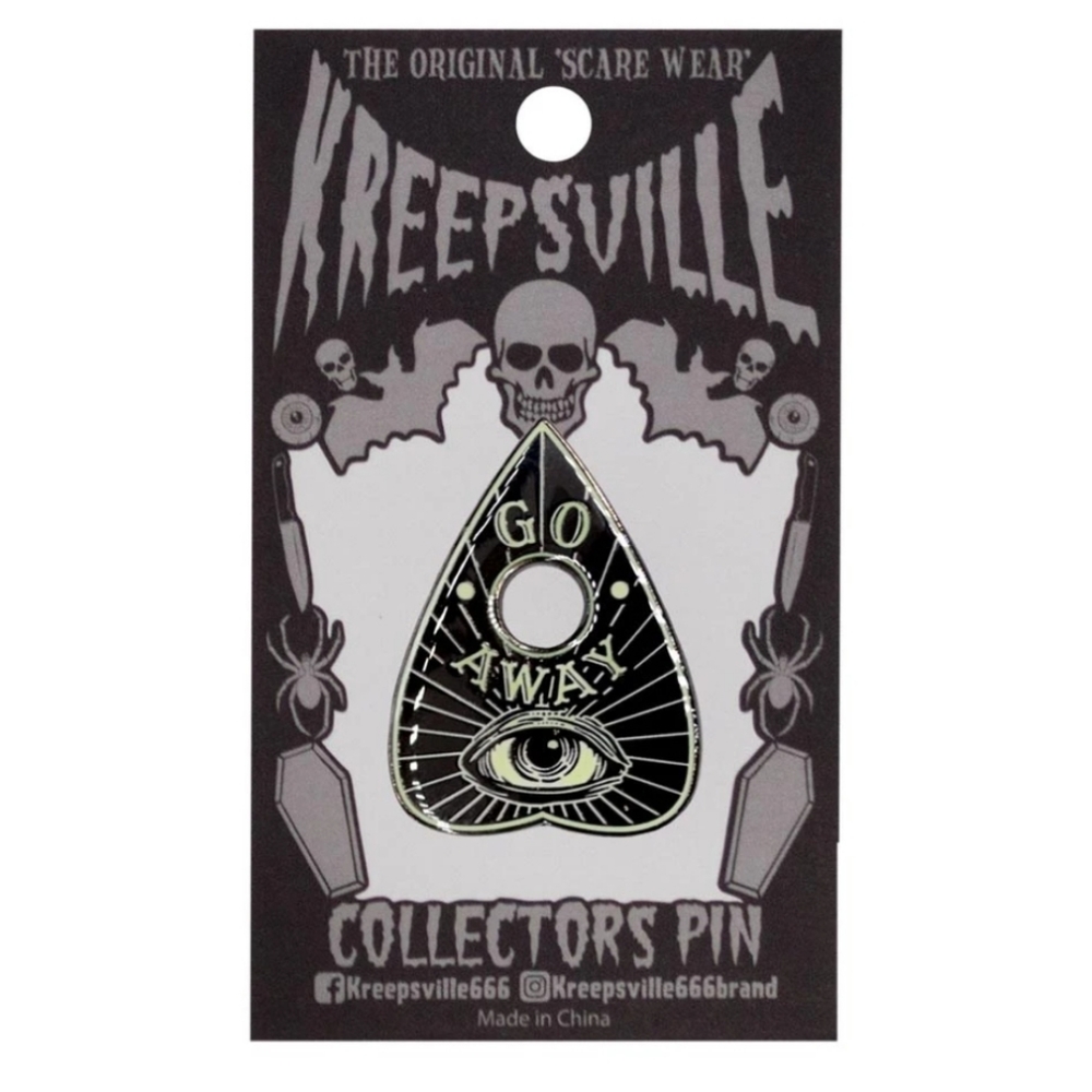 Ouija Go Away Glow Planchette Enamel Pin Gothic
